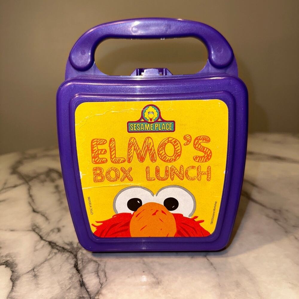 VINTAGE ELMO Lunch Box Plastic Whirley MadeInUSA crayon storage pencil case